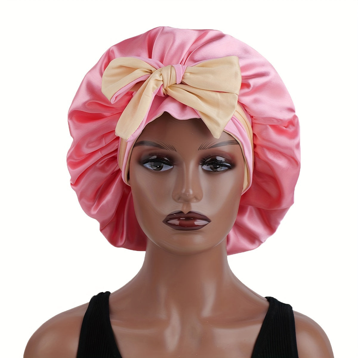 1pc Double-Layered Reversible Sleep Satin Bonnet with Long Straps, Hair Care Accessory for Women, Beauty Salon Hair Tools